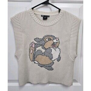Disney ZARA Bambi Thumper Cross Stitch Knitted Vest Small